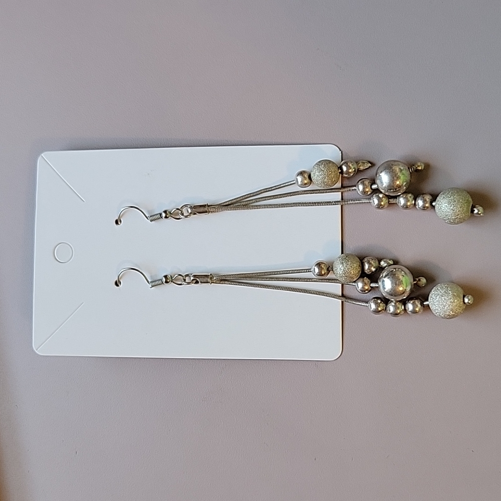 Vintage Silver 3-Strand Beaded Earring